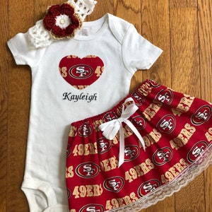 San Francisco 49ers Personalized Baby Girl Bodysuit Skirt and 