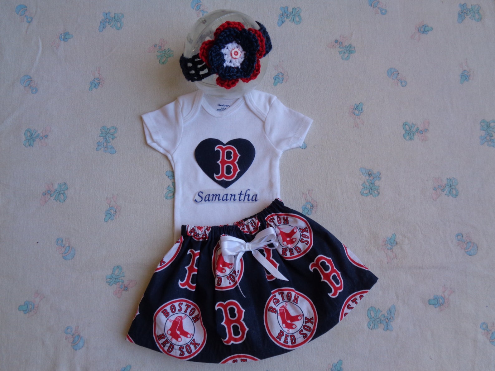 Boston Red Sox Personalized Baby Girl Onesie Skirt and Etsy