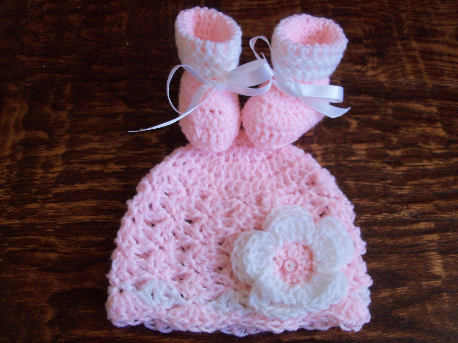 Knit/Crochet Personalized Baby Blanket Hat and Booties 36x35 Etsy
