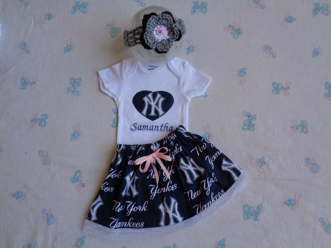 New York Yankees Personalized Baby Girl Bodysuit Skirt and Etsy