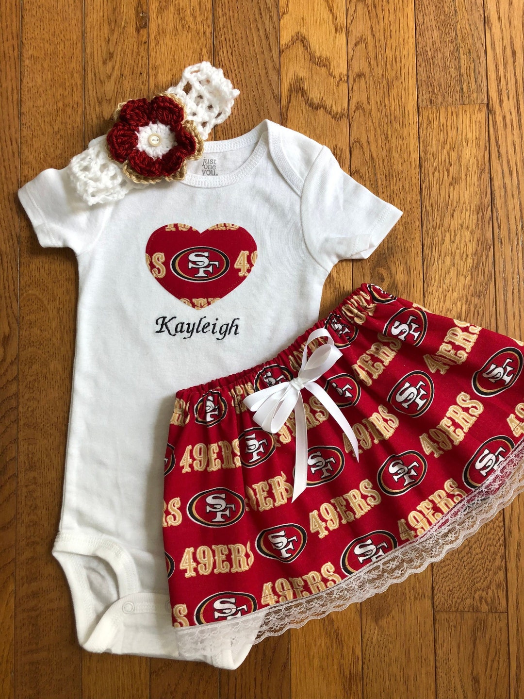 San Francisco 49ers Personalized Baby Girl Bodysuit Skirt and Headband Etsy