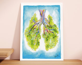 Tree of Life: Eucalyptus (Lungs) | ink & watercolor, giclee art print, eclectic, wall art, home decor