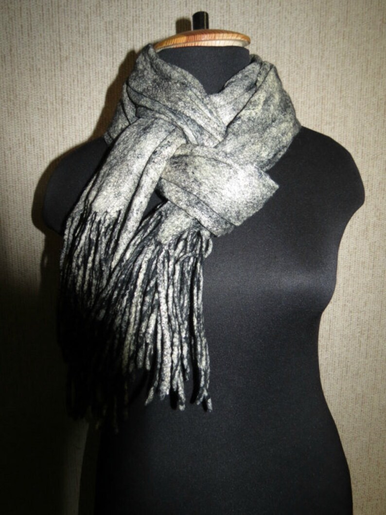 Stylish black scarf/ Wool scarf/ Warm Felted Scarf/ Stylish Etsy