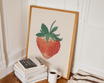 Decoración de pared con fresas, póster de cocina con fresas