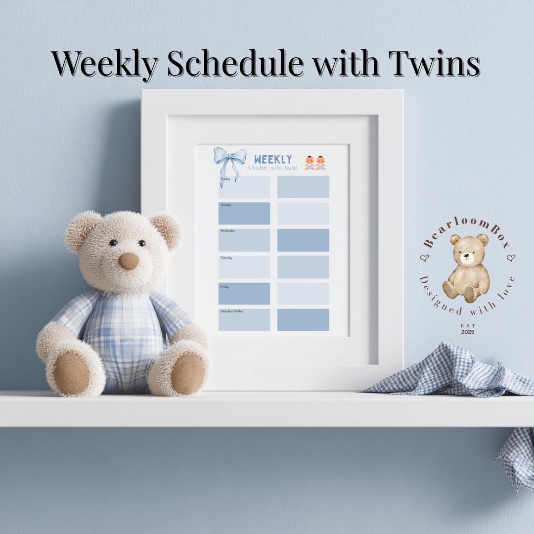 Weekly Program Baby Twin Baby Weekly Planner | Blue Printable Schedule | Baby Routine Chart ...