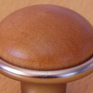 Beech Wood Cabinet Knobs: Solid Hardwood, Cast Metal Base (Pack of 10)