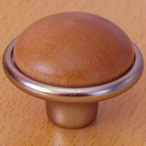 Beech Wood Knob with Cast Metal Base (Pack of 10)