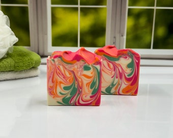 Peach Magnolia Raspberry Soap/ Artisan Soap / Handmade Soap / Soap / Cold Process Soap