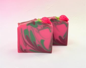 Pink Strawberry Artisan Soap: Handmade Cold Process Soap