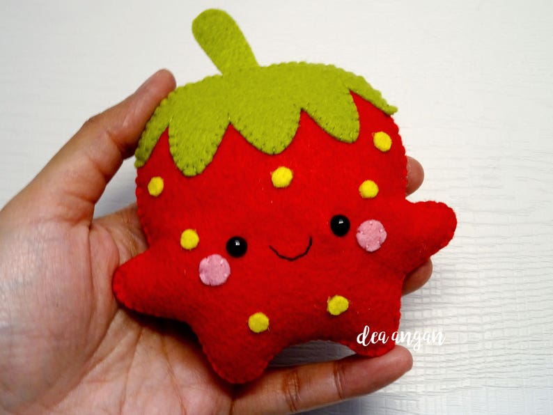 PDF Pattern Kawaii Felt Strawberry and Watermelon. Felt Food. Plushies