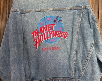 Chaqueta vaquera vintage de Planet Hollywood, talla mediana, estilo Y2K de los años 90