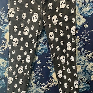 Tripp NYC Daang Goodman Skinny Jeans with Skulls Emo Goth Trash & Vaudeville