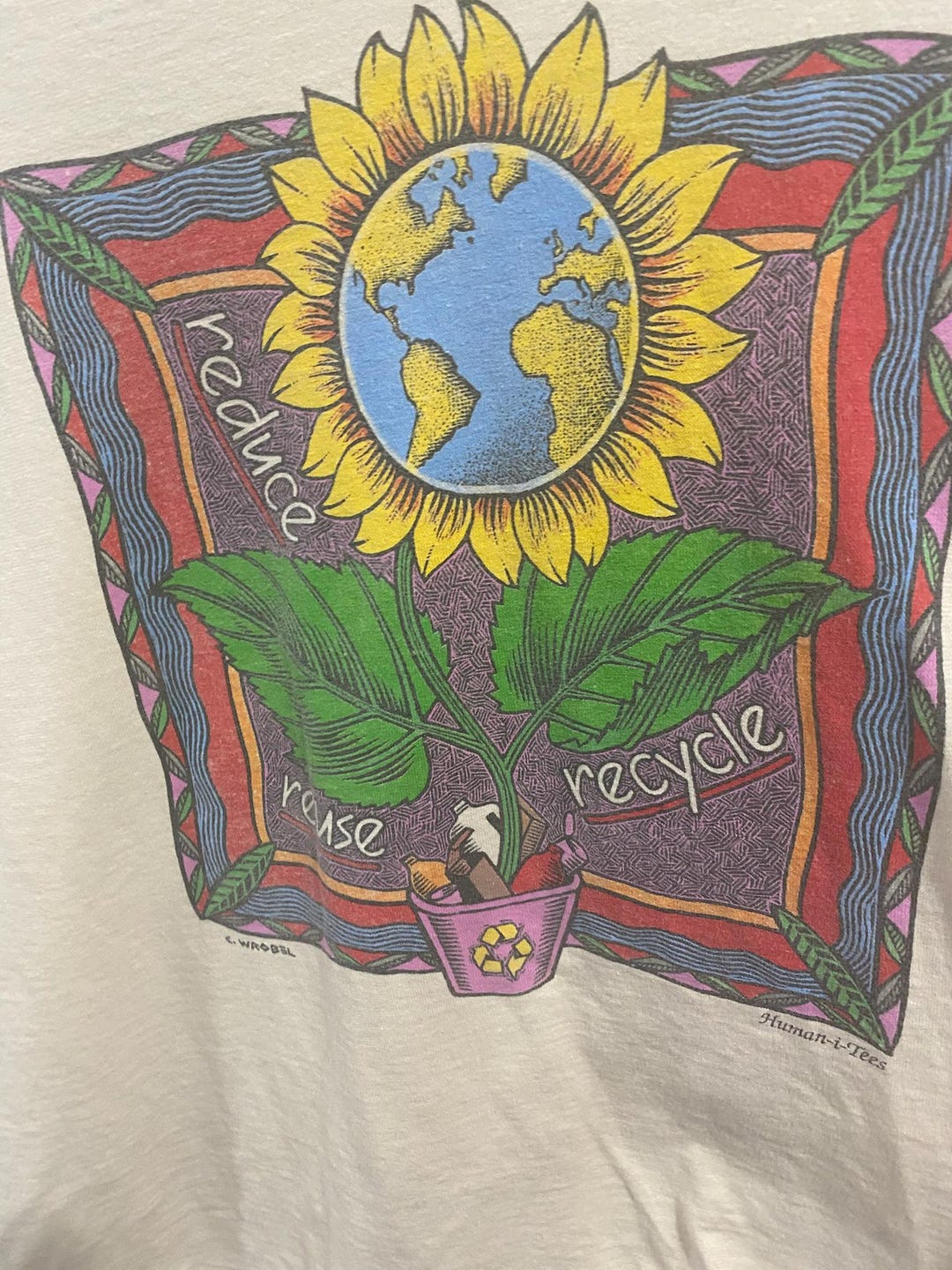Reduce Reuse Recycle Human-i-tees Organic Cotton Tee Shirt Vintage ...
