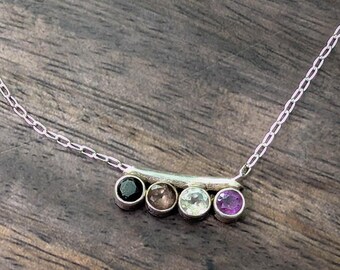 Collar artesanal de orgullo asexual: plata de ley y piedras preciosas naturales