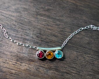 Collar del Orgullo Pansexual hecho a mano: plata de ley y piedras preciosas naturales
