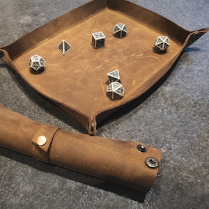 Battle-Scarred Leather 8x10 Dice Tray | Premium Grunge Leather Rolling Tray