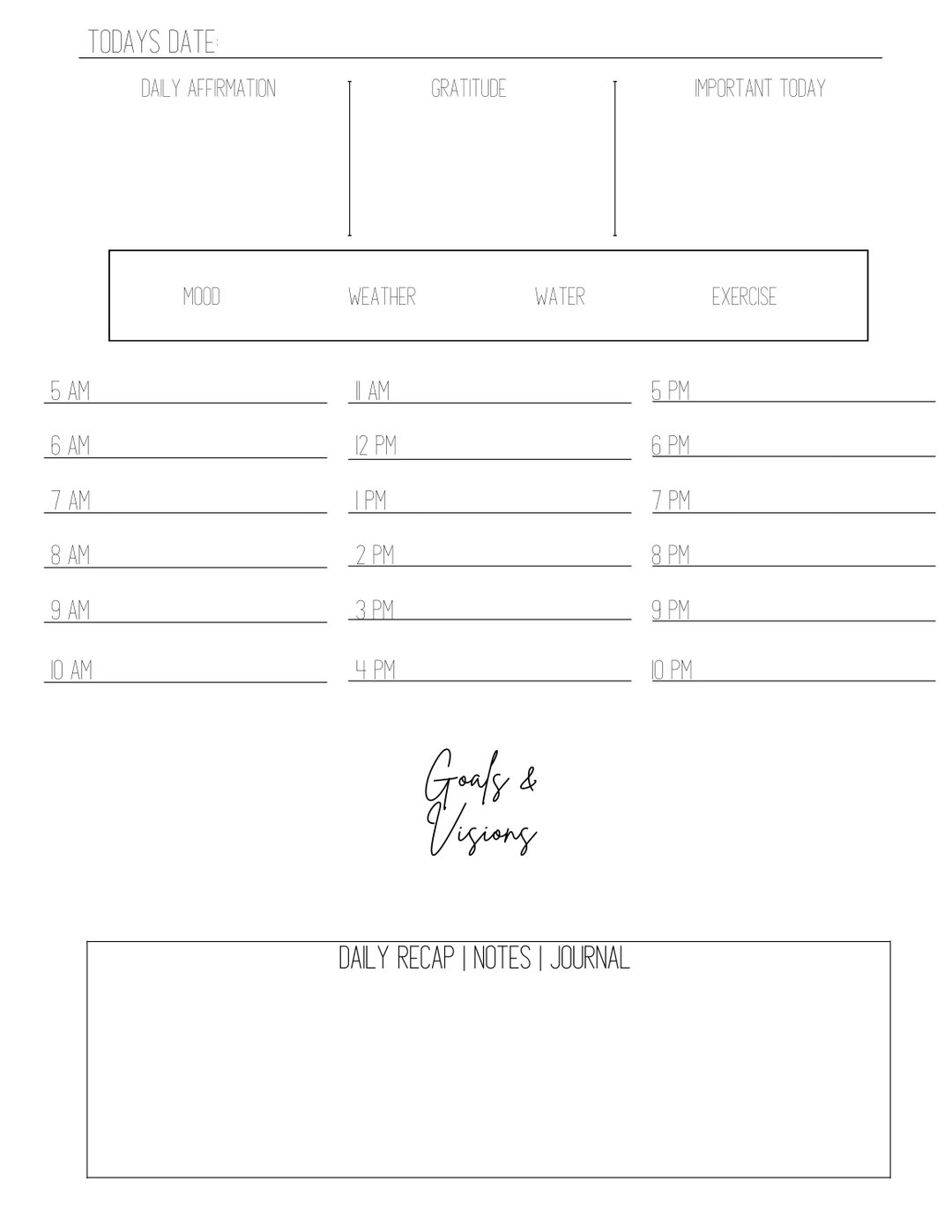 INSTANT DOWNLOAD Daily Routine Day Planner Etsy