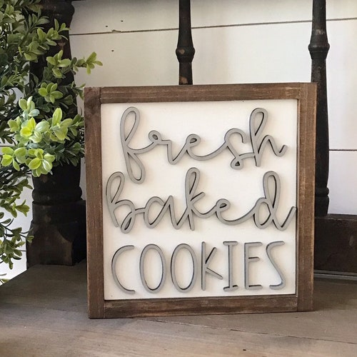Fresh Baked Cookies Sign Kitchen Sign Home Decor Wooden Etsy