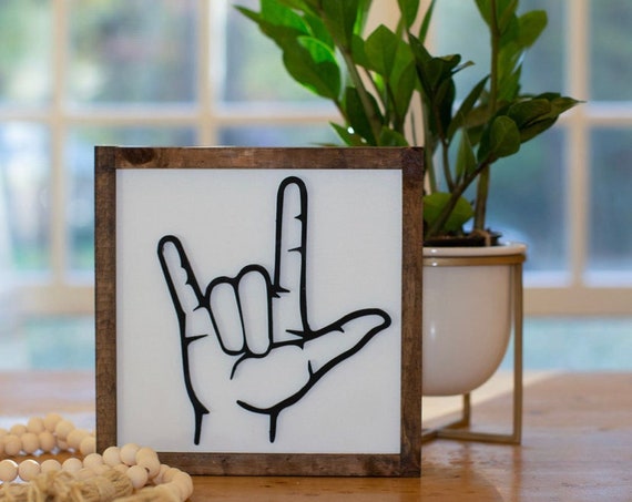 Love sign - sign language sign - love sign language - wooden sign - laser cut sign