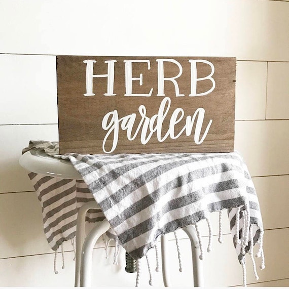 Herb garden sign herb garden rustic herb garden kitchen Etsy