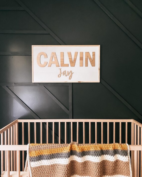 Nursery sign - boys personalized name - nursery name sign - baby boy -