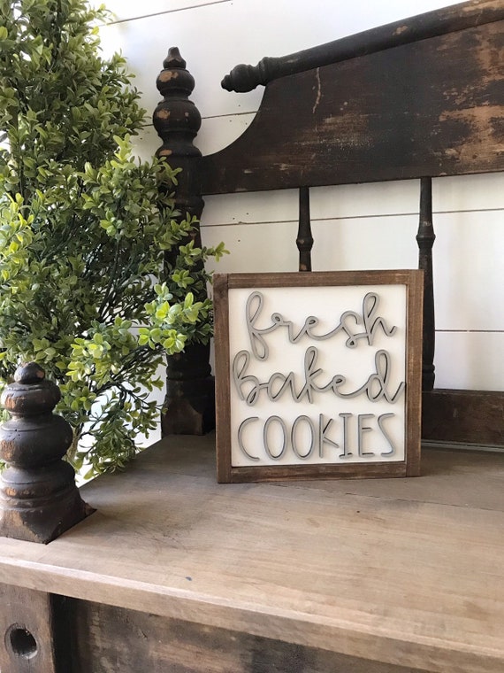 Fresh baked cookies sign - kitchen sign - home decor - wooden sign