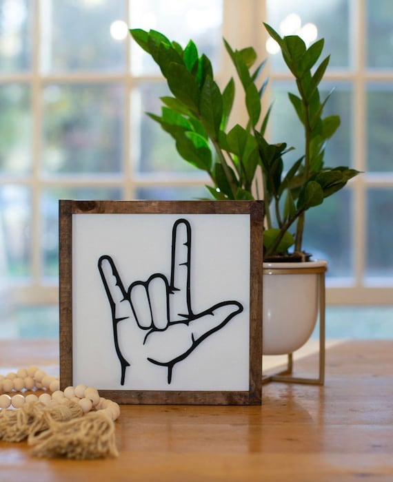 Love sign - sign language sign - love sign language - wooden sign - laser cut sign