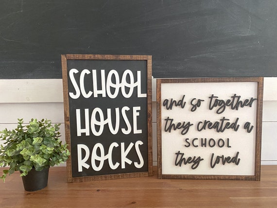 School house rocks - and so together they built a school they loved - 3D laser sign - homeschool sign - virtual learning