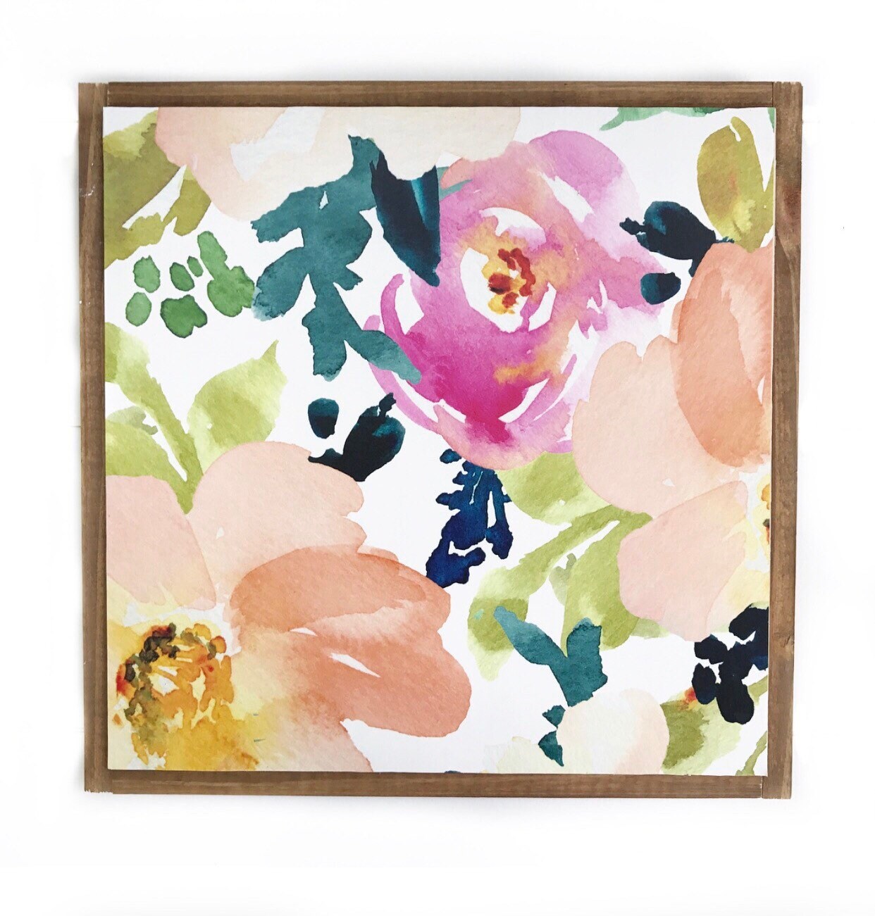 Watercolor floral print wood sign