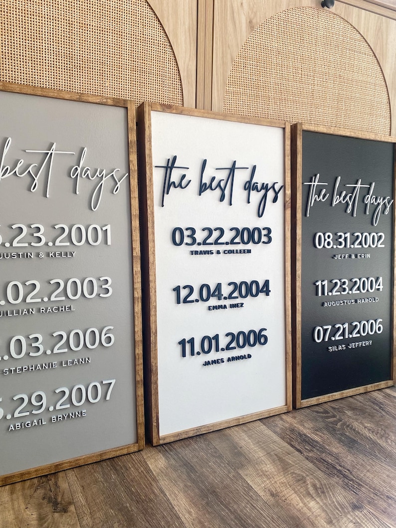 Date Sign Cursive The Best Days Sign - Personalized Date Sign - Sign With Kids Birth ...