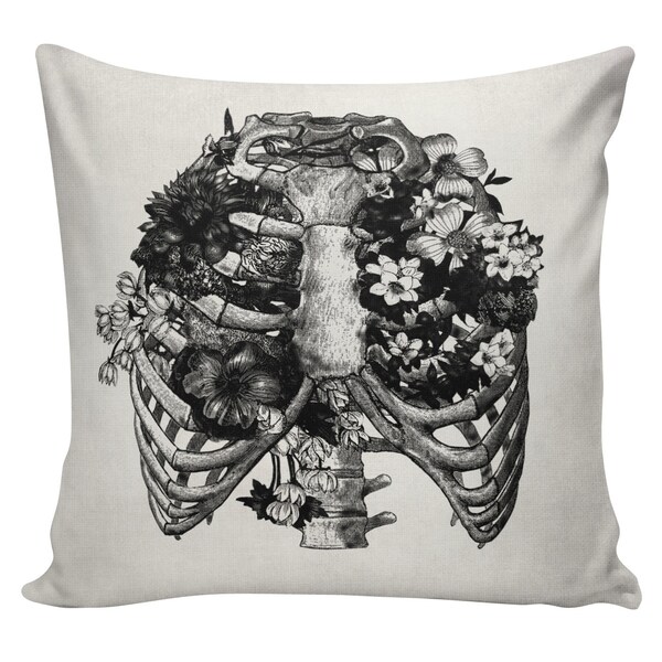 Hipster Pillow Cover Cotton Canvas Throw Pillow #UE0010 18 inch square Steampunk Ribs Growing Flowers Urban Elliott