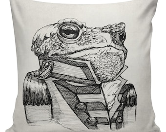 Toad Pillow Cover Cotton Canvas Throw Pillow 18 inch square Napoleonic Era Admiral Toad #UE0340 Anthropomorphism