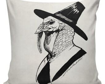 Turkey Pilgrim Anthropomorphism Cushion Pillow Cover cotton canvas throw pillow 18 inch square #UE0358 Pilgrim Father Thomas Thanksgiving