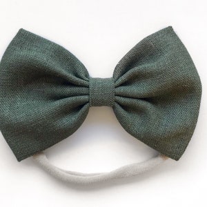 Hunter Green Linen: baby bow Bild 2