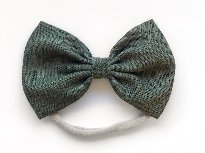 Hunter Green Linen: baby bow Bild 2