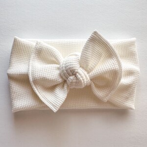 Ivory Waffle: XL Flat Bow Headband image 2