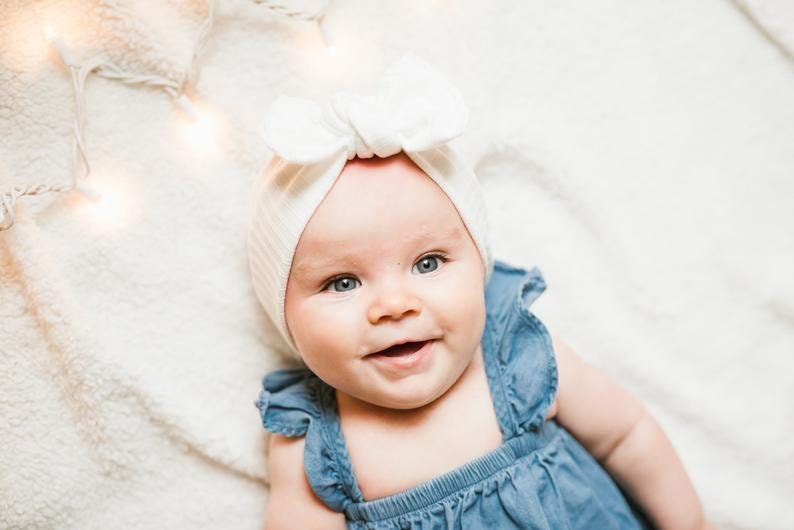 Cream Ribbed Sweater : Flat Bow Headband