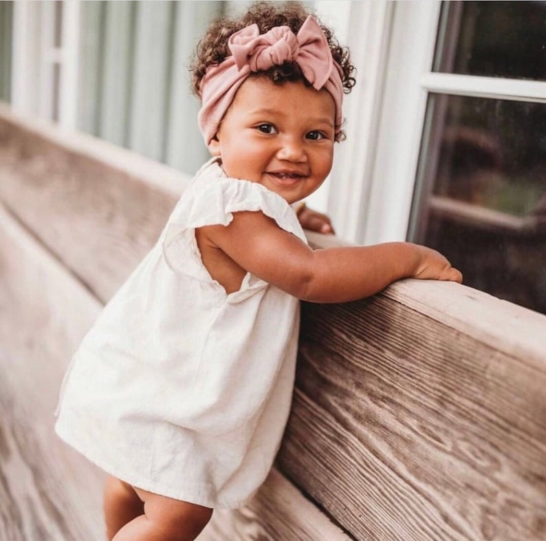 baby pink light pink baby bow headband Cool Blush: Flat Bow Headband - soft knotted baby headband infant headband