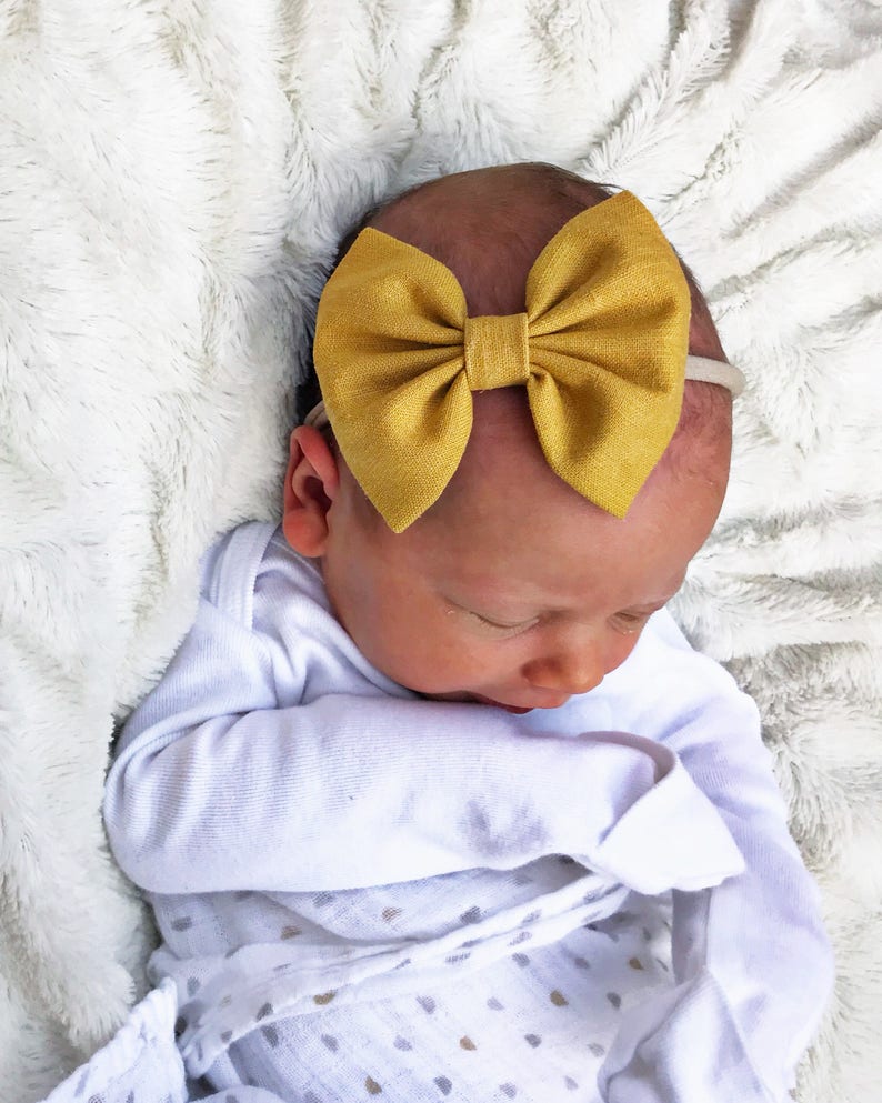 mustard baby bow