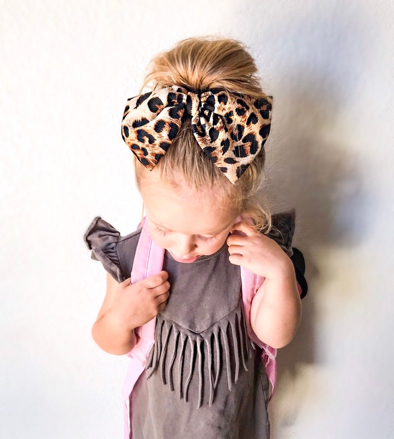 Cheetah Textured Clip Scarf Bow Over Sized Bow Big Bow Etsy