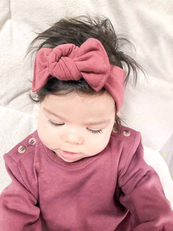 baby pink light pink baby bow headband Cool Blush: Flat Bow Headband - soft knotted baby headband infant headband