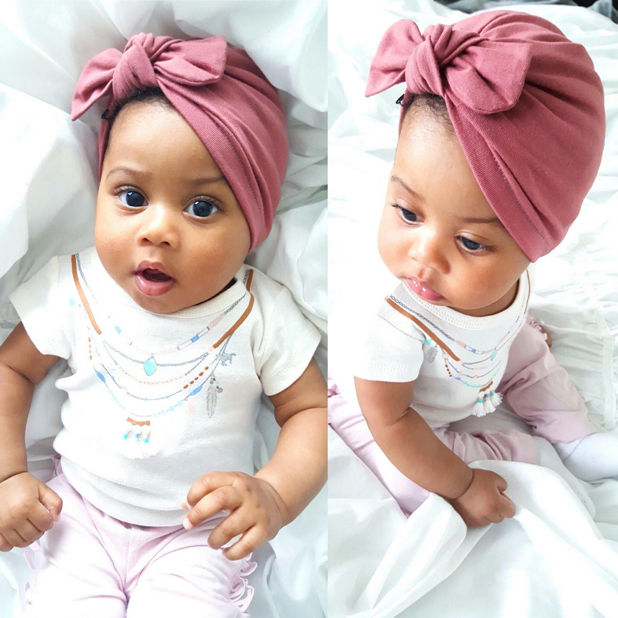 Mauve Pink baby turban hat baby turban newborn hat baby Etsy