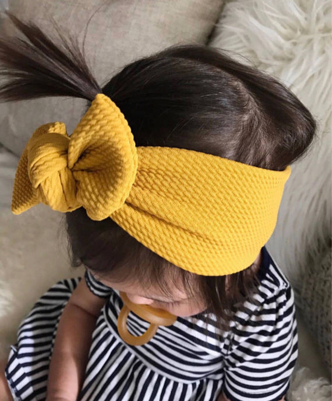 Mustard Textured top knot headband baby headband golden Etsy