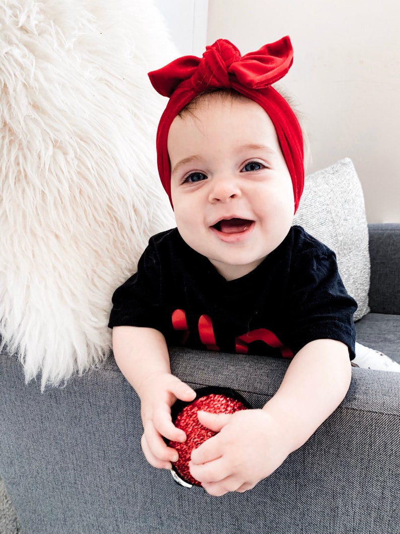 Classic Red Velvet Flat Bow Headband baby headband velvet Etsy