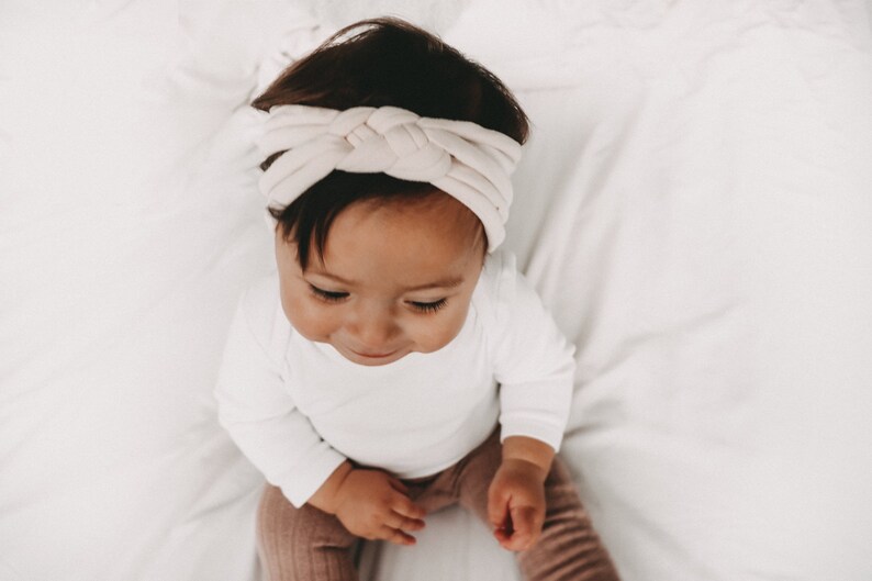 mom and me knotted headbands matching set matching Natural Sailors knot: Mommy /& Me set {2 items} cream neutral light beige oatmeal