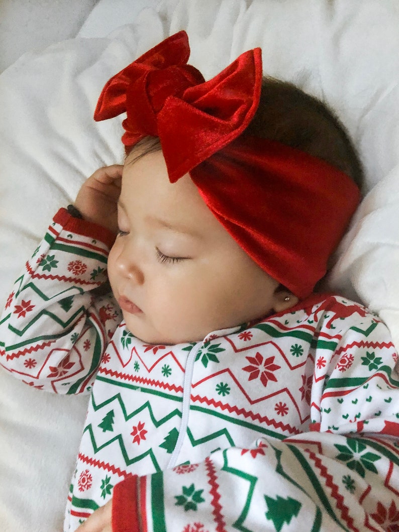 Classic Red Velvet Flat Bow Headband baby headband velvet Etsy