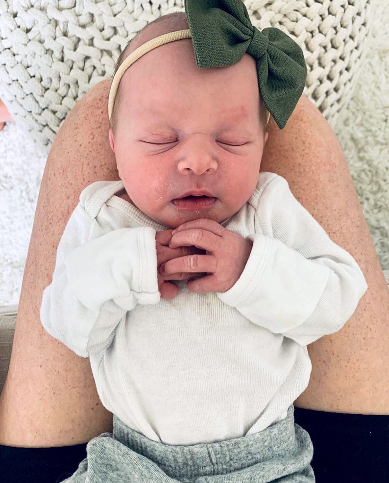 Hunter Green Linen: baby bow Bild 4