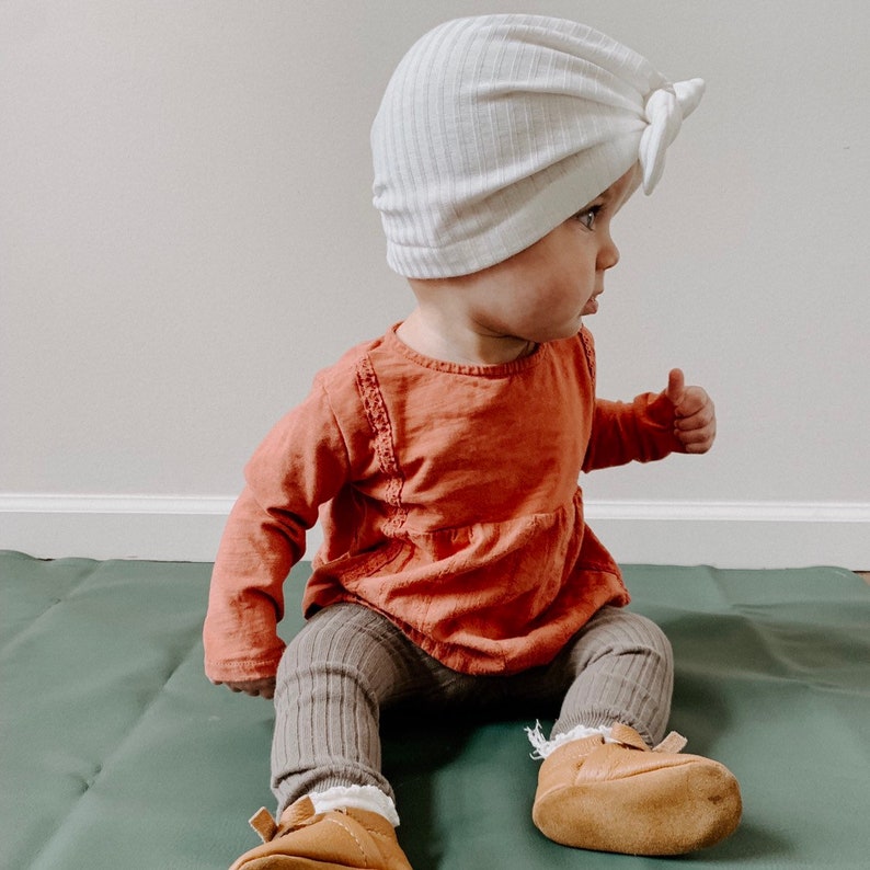 baby turban hat sweater baby turbon w Top Knot Bow cream sweater Cream Ribbed Fuzzy Hat: winter baby hat sweater knit baby turbin