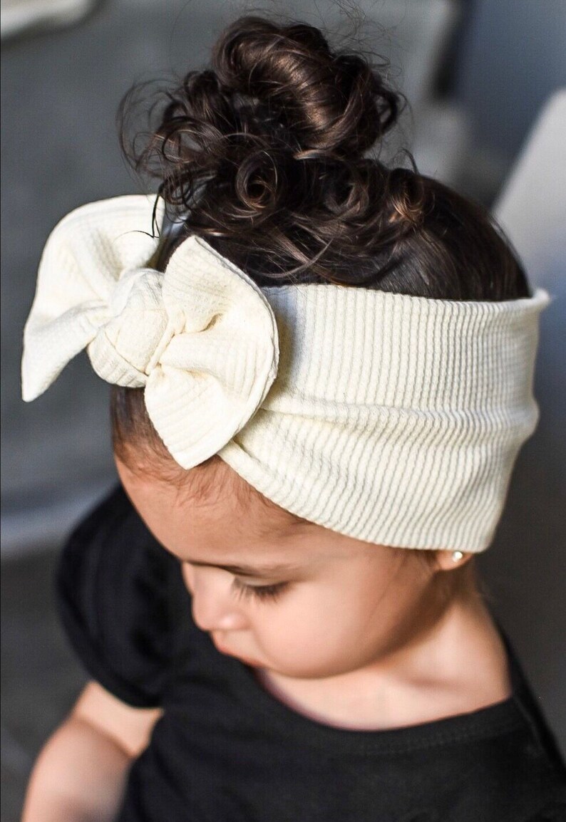 Ivory Waffle: XL Flat Bow Headband image 7