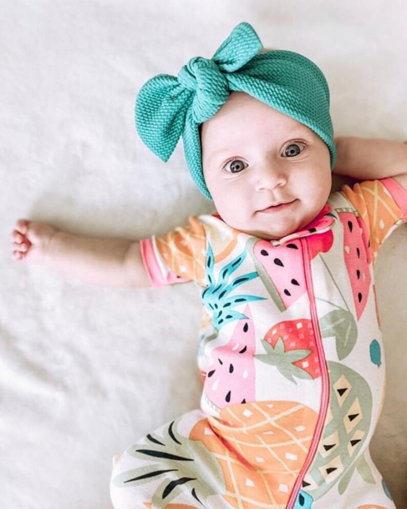 top knot headband floral textured baby headband Jade Textured